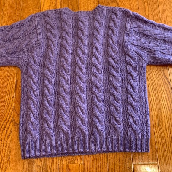 Brooks Brothers Cable Knit Shetland Wool Vintage Sweater Size Medium Purple - Picture 13 of 16
